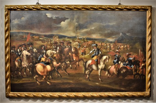 Champ de bataille - Attribué à Antonio Calza (Vérone 1653 - 1725) - Tableaux et dessins Style Louis XIV